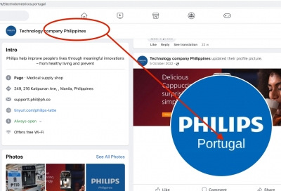 Facebook Scam Philips Portugal